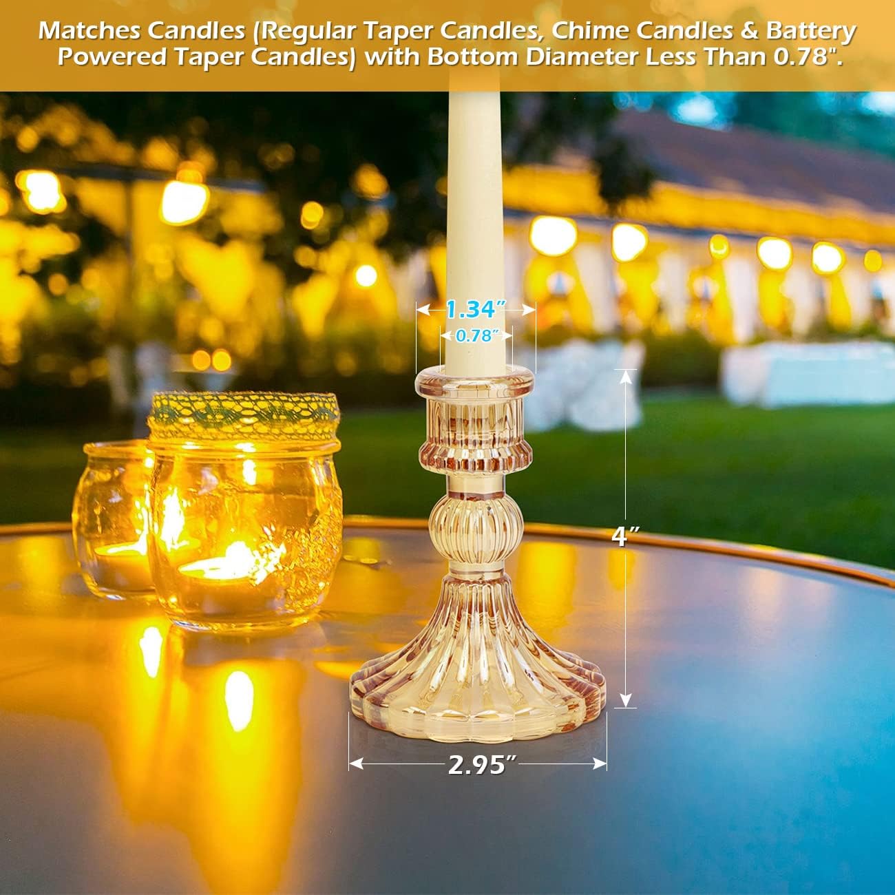 Candlestick Holders Set, 4" H Taper Candle Holders Bulk, 12Pcs Gold Glass Candle Holders for Wedding, Festival, Party & Windowsill Decor