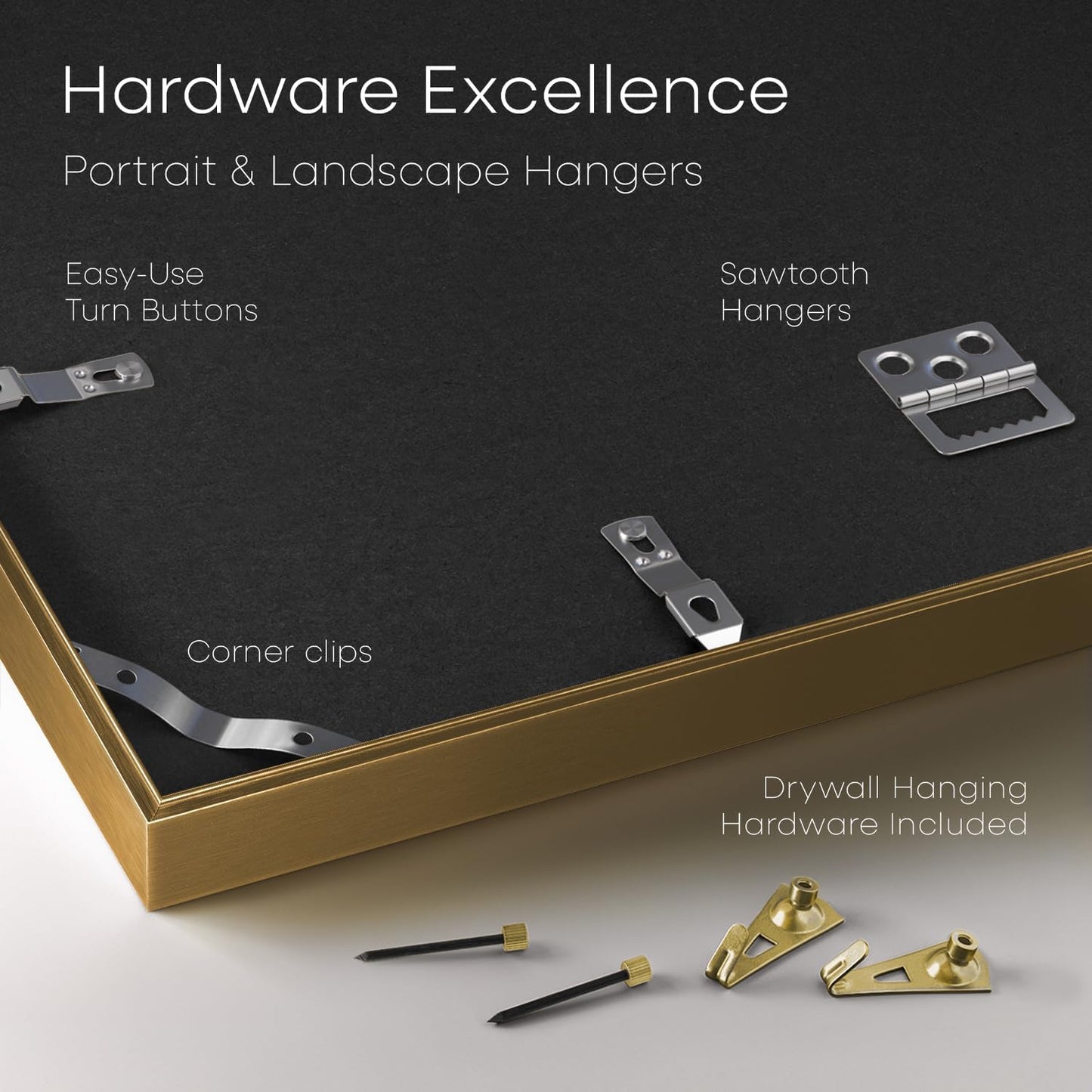 Homeforia Picture 18x24 Bronze Frame, High End Metal 18x24 Brass Poster Frames with Mat 16x20 for Photo, 18 x 24 Frame Matted to 16 x 20 Print, 24x18 Hanging Frames, Tempered Glass, Wall Kit, Set of 1