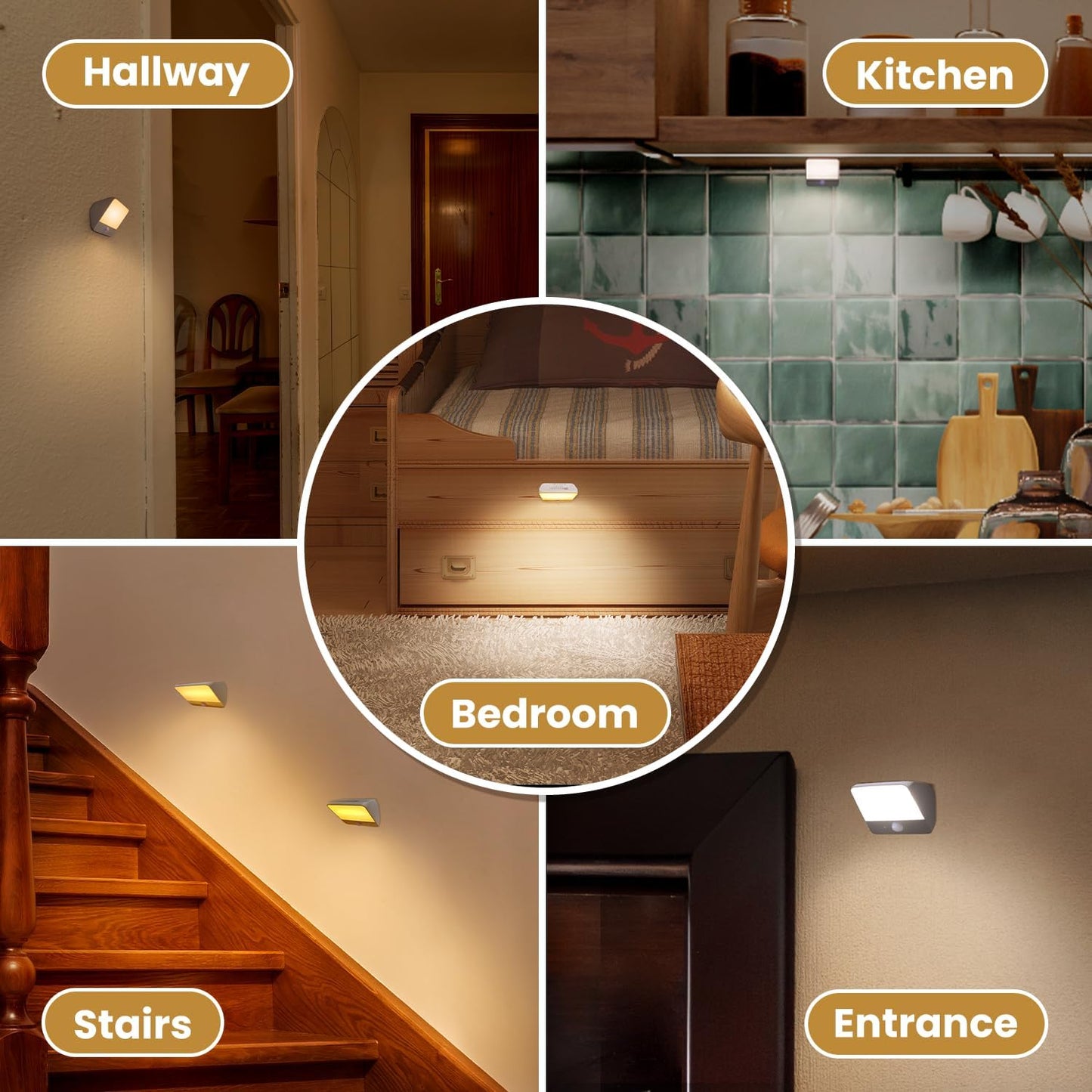 Motion Sensor Light Indoor Rechargeable, Battery Night Light 2000mAh, Motion Activated Night Lights Stick on 2 Pack, Dimmable Stair Lights for Bathroom, Hallway, Kitchen, Traveling