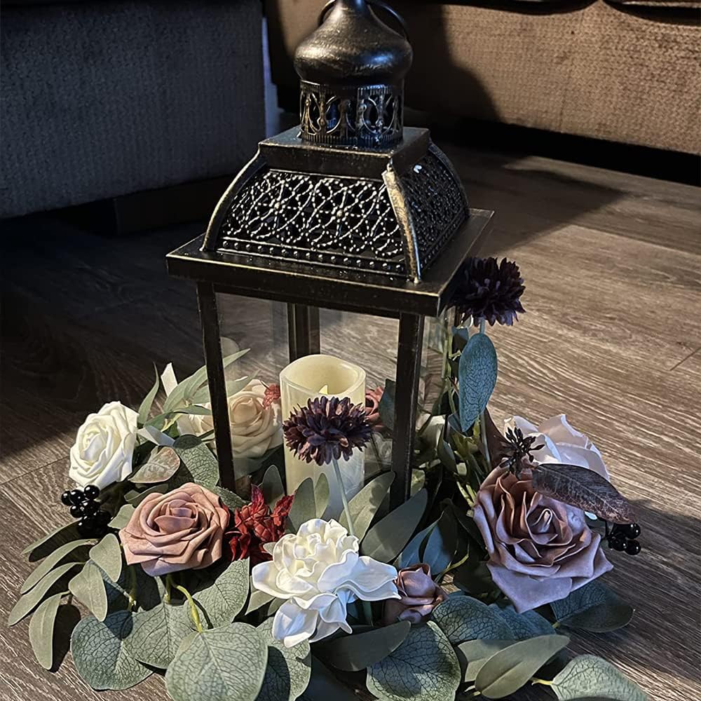 DECORKEY Lanterns Decorative Indoor&Outdoor, 14.4'' Large Black Square Hanging Lanterns, Vintage Metal Candle Holder for Outdoor Patio Front Door Porch Wedding Party Decor