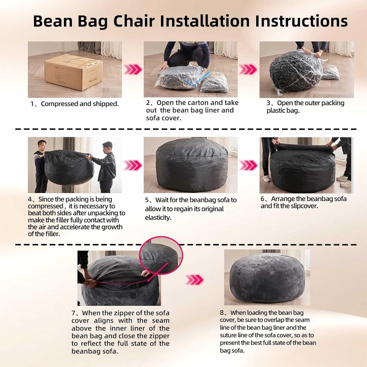 4FT Large Bean Bag Chairs,Big Adult Size Memory Foam Beanbags with Filler Included,Machine Washable Corduroy Cover,Soft Plush Gaming Bing Bag Puff Chair for Dorm, Living Room & Bedroom (Coffee Color)