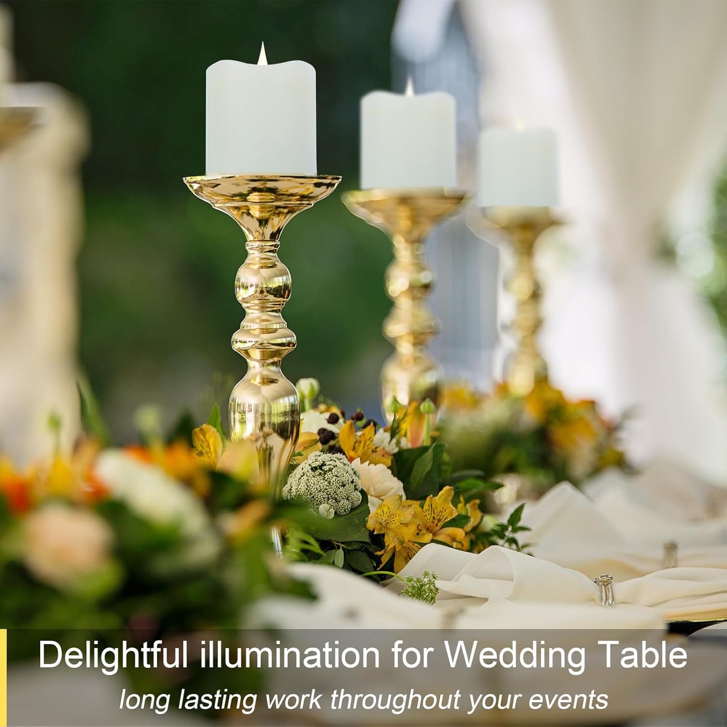 Flameless Candles Battery Operated with Remote Timer, 3D Moving Flame Flickering, Last 600+ Hours Battery Candles, Set of 3 Ivory Real Wax Electric LED Candle for Wedding Party Decor