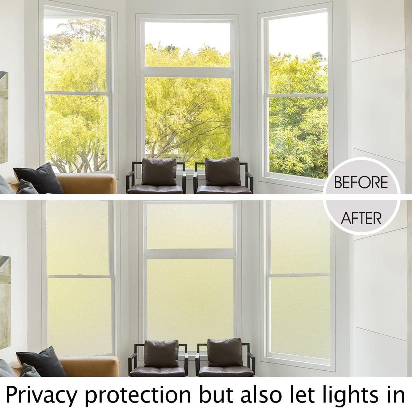 HIDBEA Frosted Window Privacy Film Heat Control UV Blocking, Static Cling Non-Adhesive Reusable Door coverings for Bathroom Home Office (Frosted 29.5 Inch x 9.8 Feet)