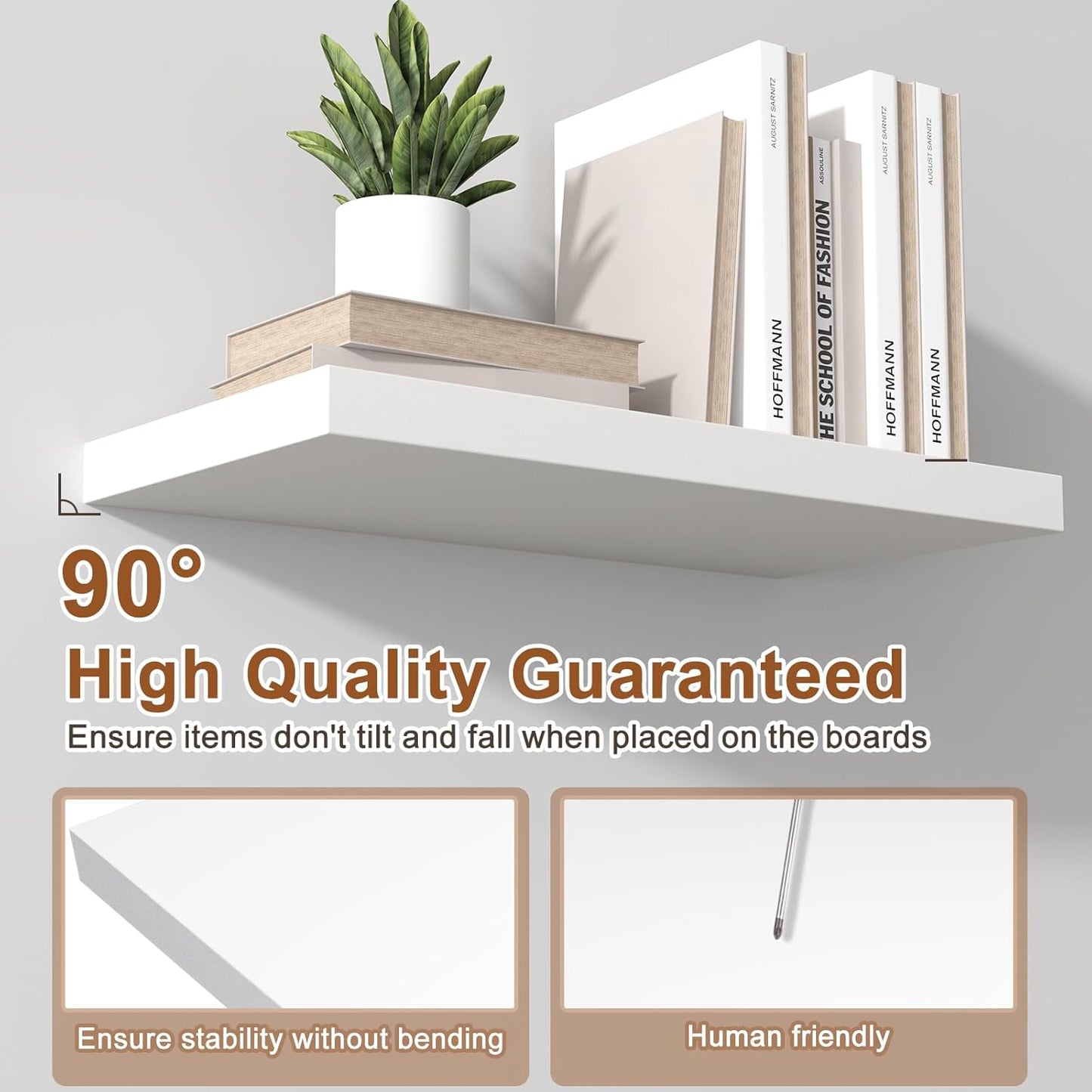 40 Inch Floating Shelf 1 Pack Large Floating Shelves for Wall No Drilling Accessories Included Deep Wall Shelves for Living Room Kitchen Farmhouse 40" W x 12" D x 1.2" White