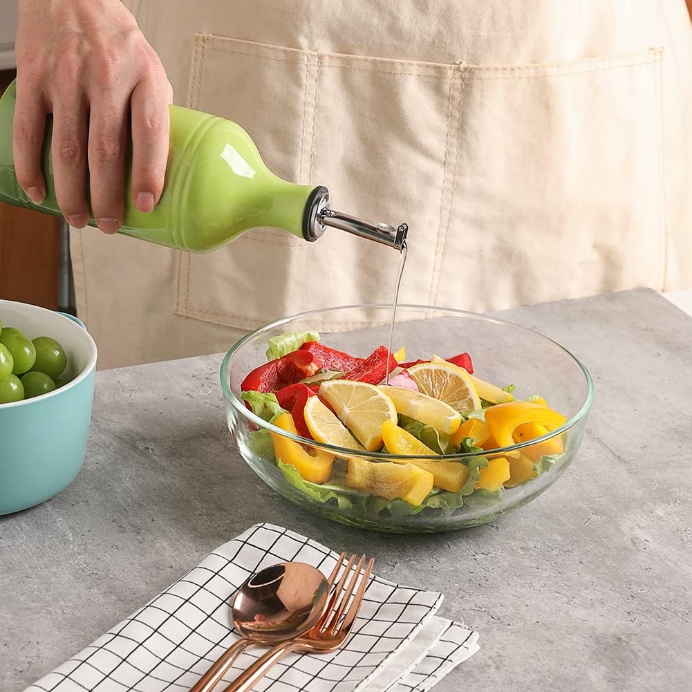 Sweejar Ceramic Olive Oil Dispenser Bottle, Opaque Oil Cruet Protects Oil to Reduce Oxidation, Suitable for Oil, Vinegar, Coffee Syrups & Other Liquids, Pack of 1, 15.5 Fl Oz (Gradient Yellow)