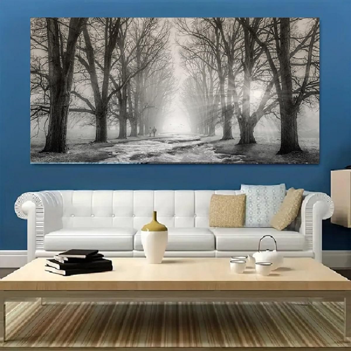 Bamdeya Wall Art Bedroom Black and White Wall Decor Forest Wall Pictures Tree Canvas Prints Art Landscape Painting Modern Artwork For Wall Art Living Room Kitchen Office Decor Home Decorations