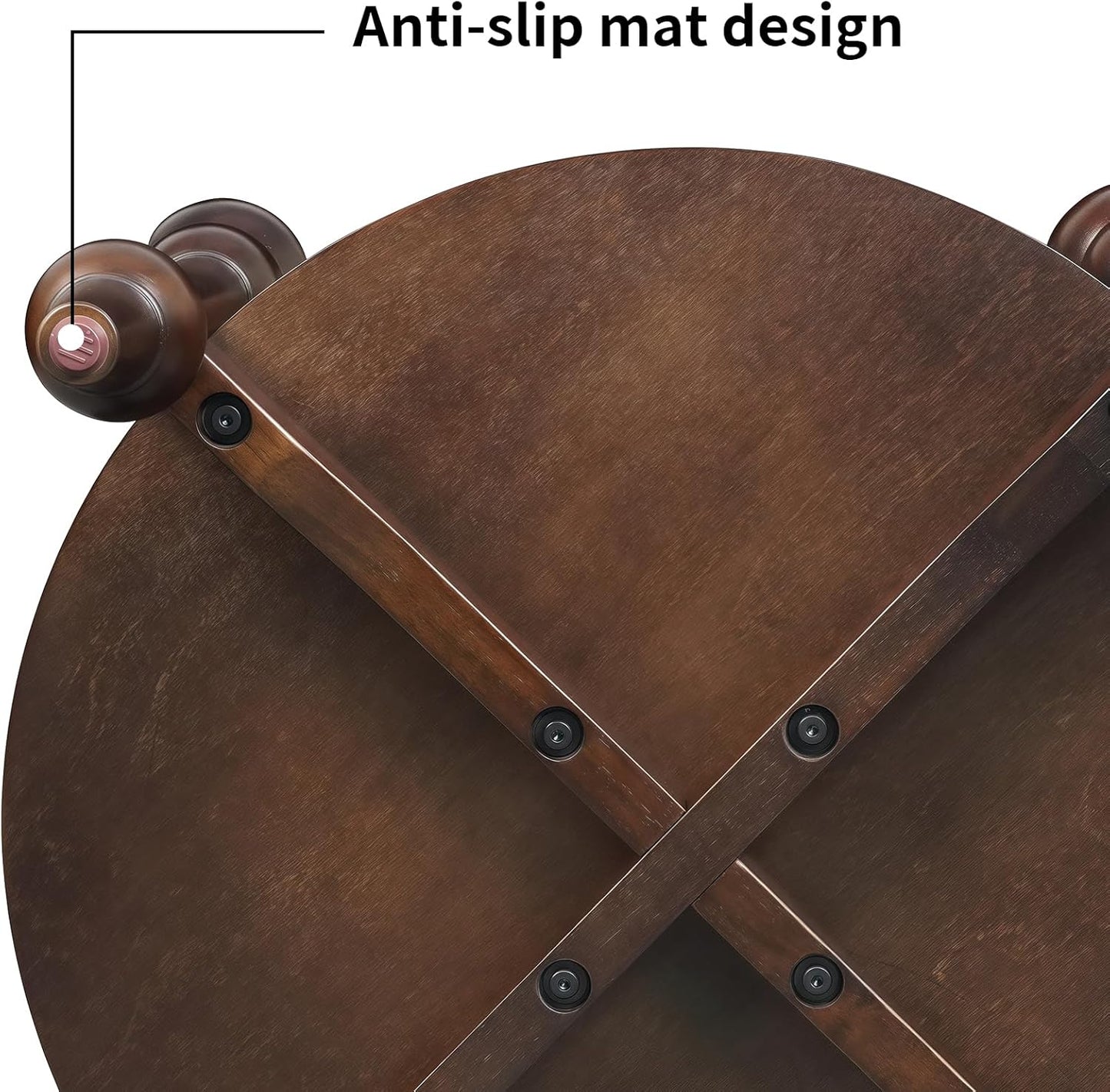 23" Round End Table, Mid Century Modern Side Table with Solid Wood Frame and Top, Small Night Stand for Living Room Office Apartment, Walnut