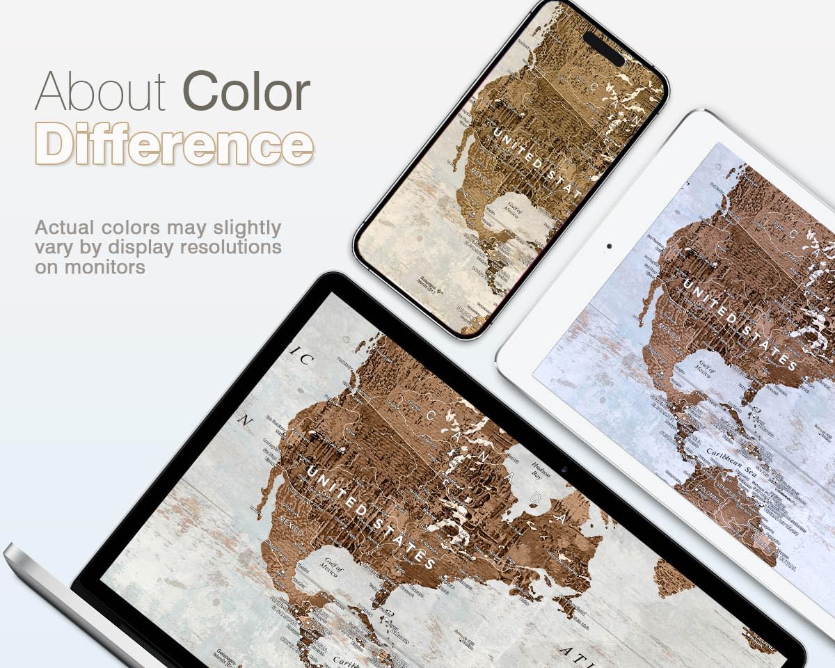 Office Wall Art Canvas World Map Motivational Wall Decor Living Room Vintage Pictures for Dining Room Home Man Global Artwork 60" X 28"