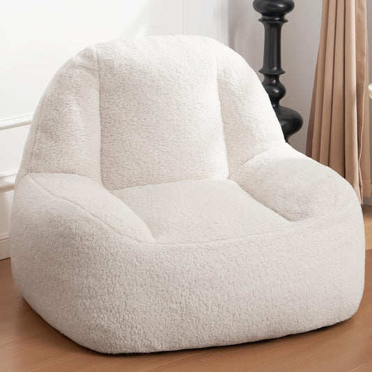 Homguava Bean Bag Chairs for Adults,Giant Beanbag Couch Adult Bean Bag Chair with Filler Included,Modern Lazy Sofa Comfy Chair for Living Room(White)