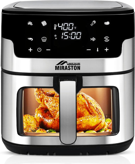 8.5QT Air Fryer, Family Size Digital Air Fryers, Nonstick Square Basket, Smart Touchscreen with 8-Preset, Air Frying, Reheat Leftovers, Party Food, Fast Cooking, Dishwasher-Safe, for Kitchen
