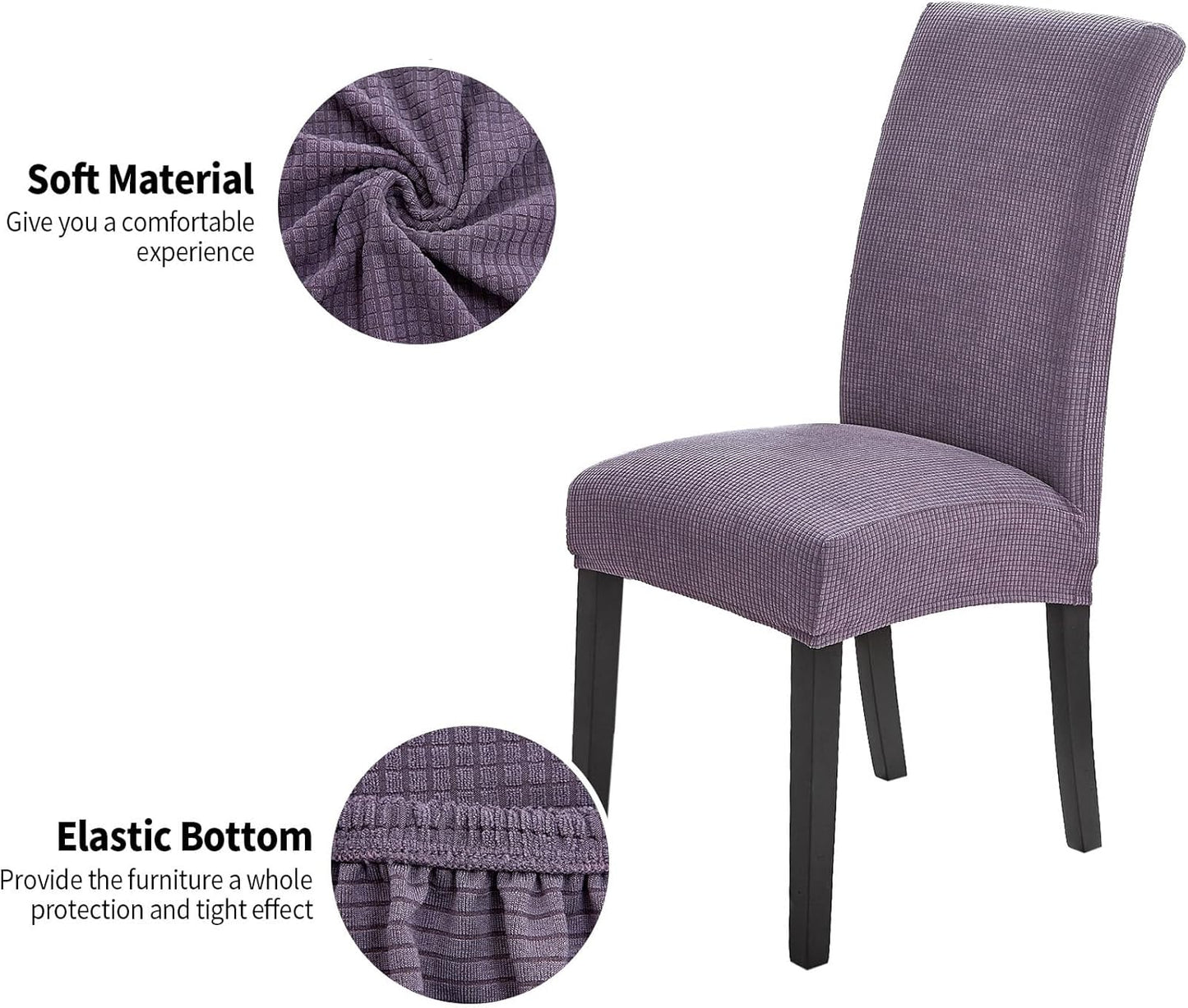 Joccun Chair Covers for Dining Room Set of 2, Dining Chair Slipcovers Stretch Dining Room Chair Covers Seat Protector,Washable Parsons Chair Cover for Home,Hotel(Grapeade,2 Pack)