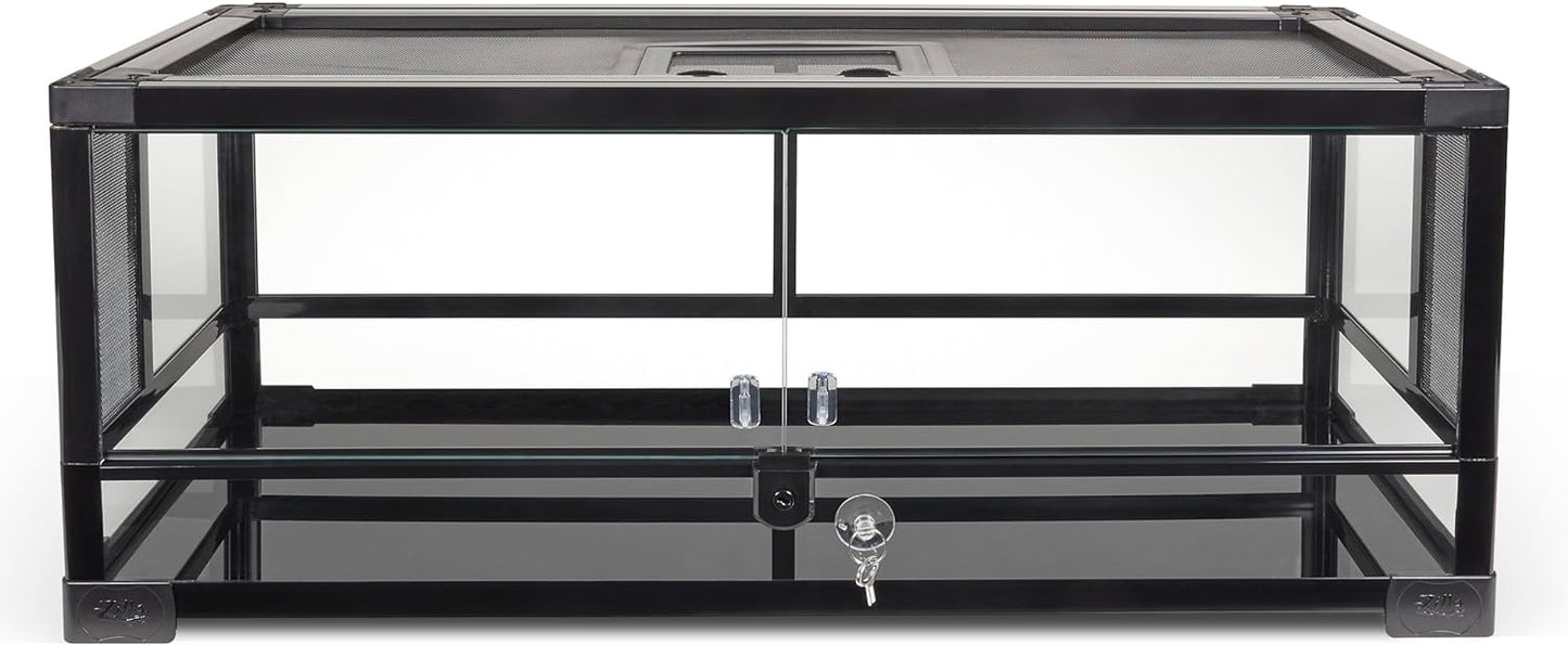 Zilla QuickBuild Reptile 20 Gallon Glass Terrarium Habitat with Swing Door For Geckos, Snakes, Lizards, Frogs, Turtles, and Tortoises, 30" x 12" x 12"