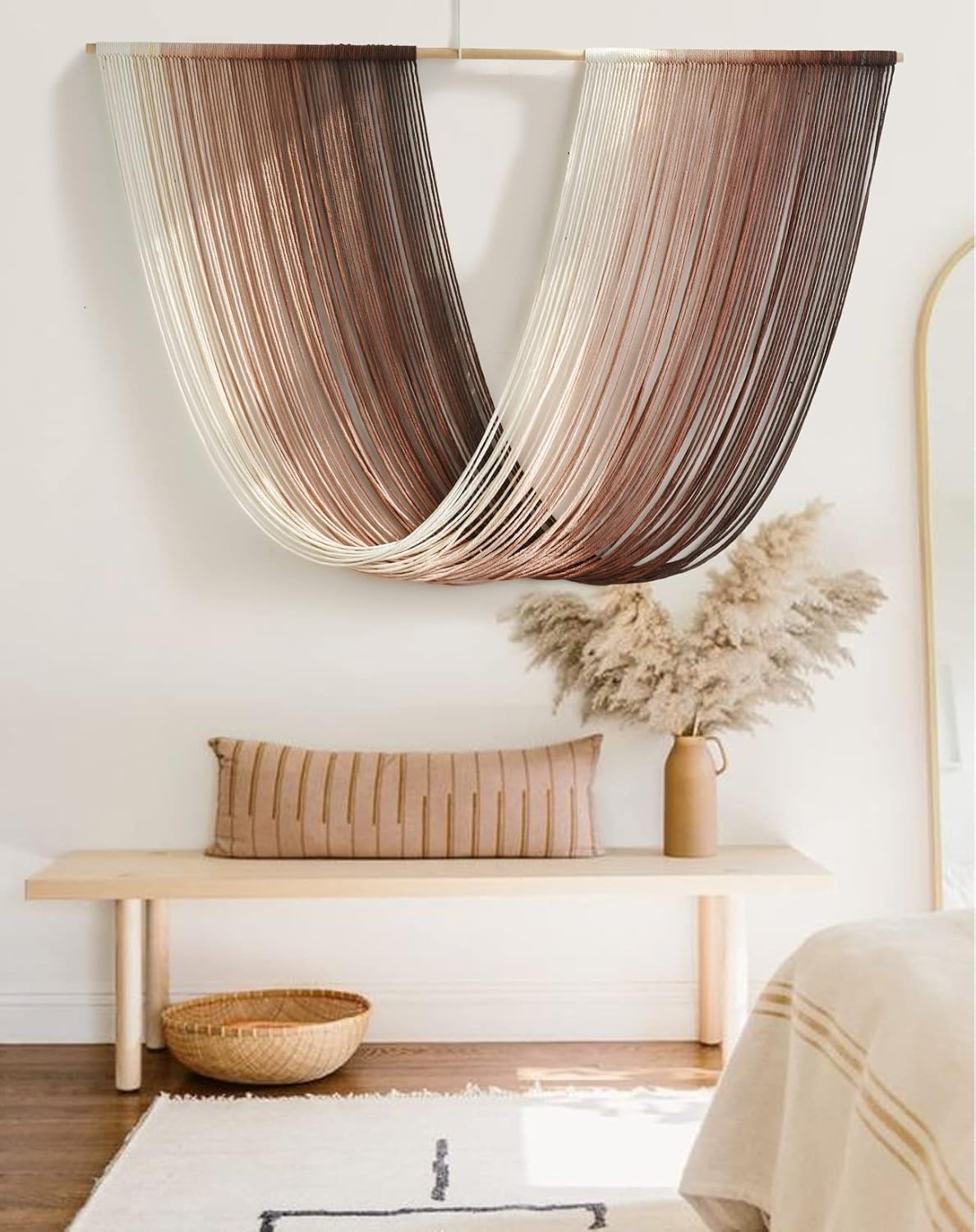 Flber Tie-Dye Macrame Wall Hanging Large Bohemian Yarn Tapestry Wall Décor,59" Wx 35" L