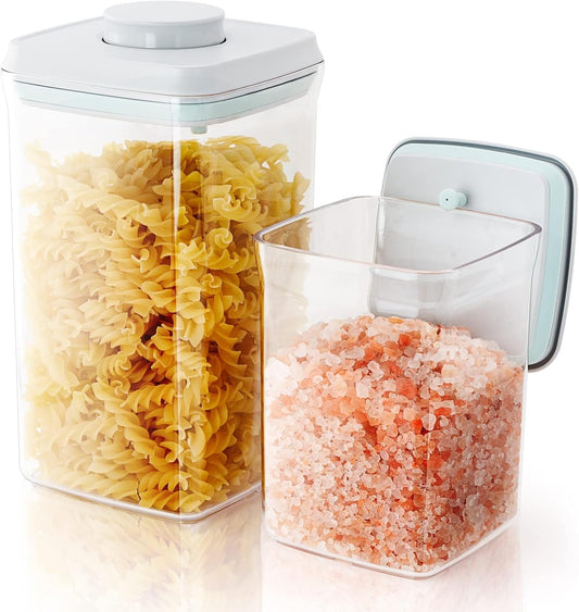 Pop Airtight Containers for Food Storage, Leakproof Air Tight Containers Pantry Storage Containers with Lids - Set of 2 (2.0Qt&0.9Qt)