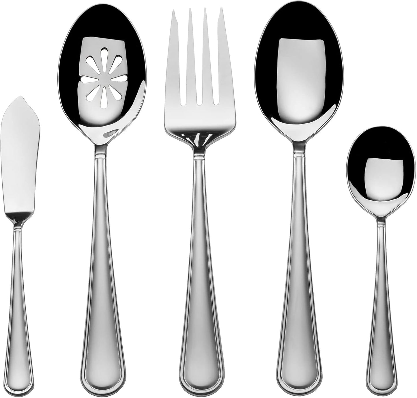 Mikasa, Virtuoso Frost Flatware Service for 12, 65 Piece Set, 18/10 Stainless Steel, Silverware Set with Serving Utensils