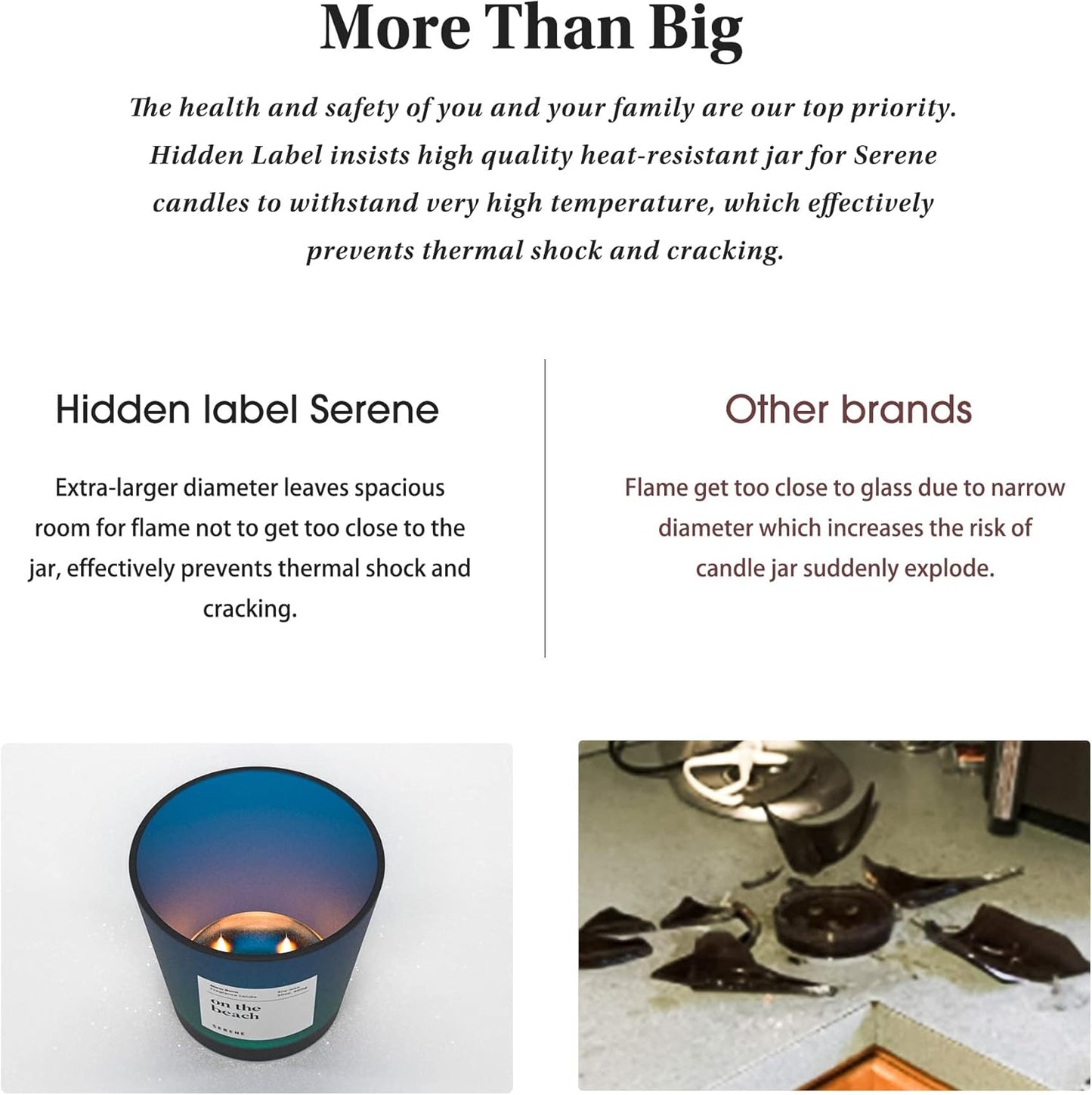 Hidden Label Large Scented Candle, Amber Wood & Jasmine, 30oz 3 Wick Huge Candle, Serene Collection Slow Burn Natural Soy Candles for Home Scented