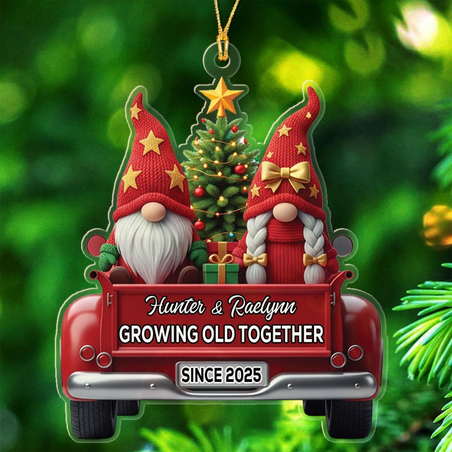 Personalized Mr & Mrs Gnome Growing Old Together Since Ornament, Custom Names Mr & Mrs Gnome Married Christmas Ornaments 2025, Wedding Anniversary Marriage Ornament Gift for Old Couple Husband Wife