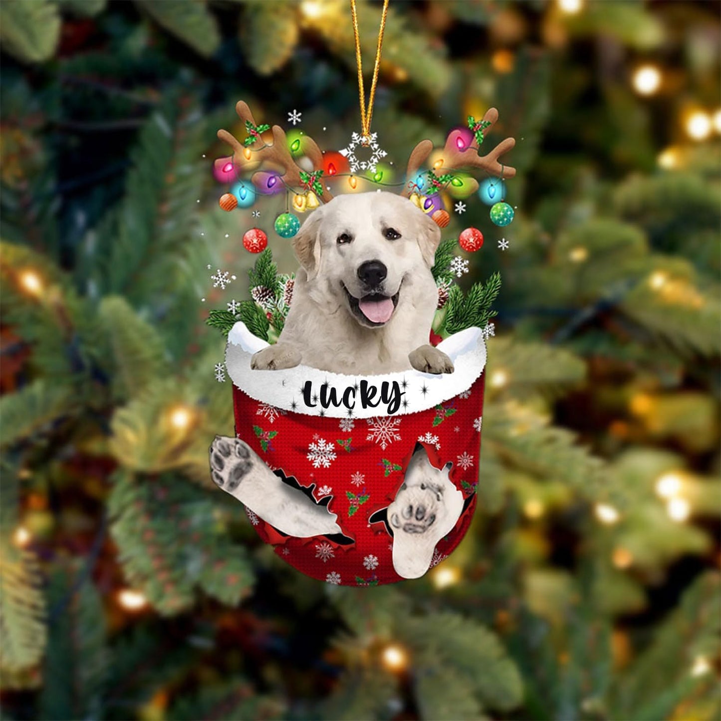 Great Pyrenees 2 Dog Christmas Ornament, Great Pyrenees 2 in Snow Pocket Christmas Tree Ornament, Dog Lovers Gift Idea Xmas Decor, Christmas Decorations for Tree, Christmas Ornament Gift for Dog Lover