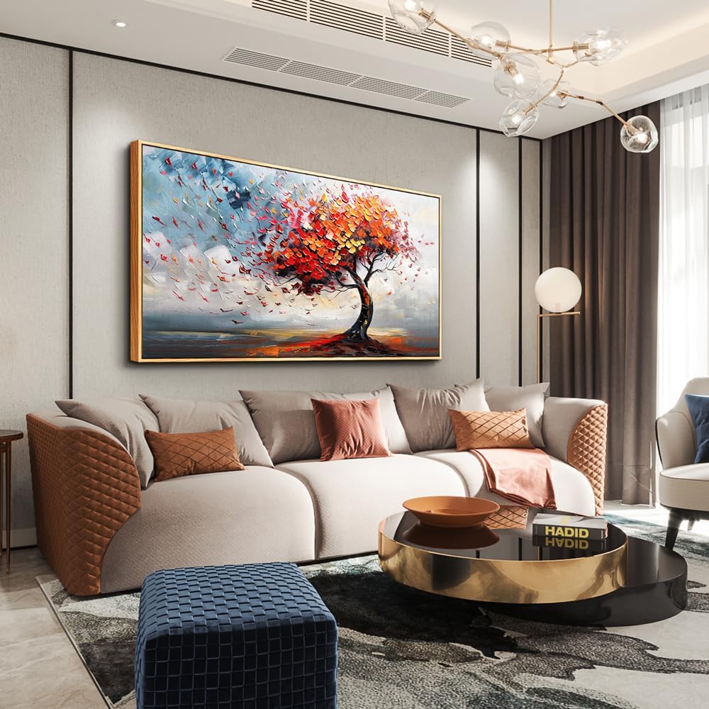 hyidecorart Large Abstract Wall Decor For Living Room Canvas Wall Art For Office Bedroom Decor Tree Panoramic Landscape Wall Painting Wood Framed Prints Textured Pictures Artwork Modern Hotel Mural