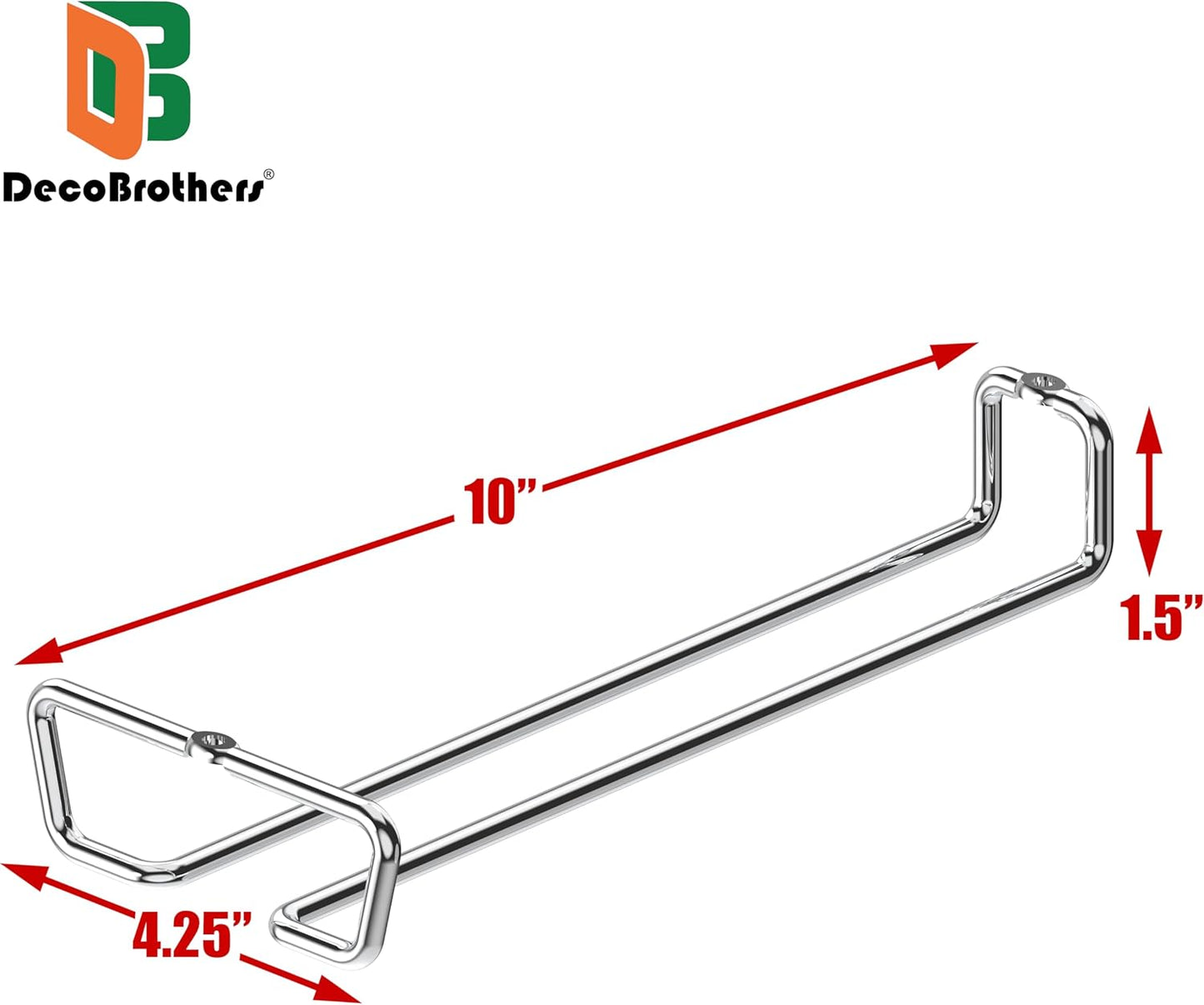 DecoBros 2PK Single Rail Wine Glass Stemware Rack Holder, Chrome