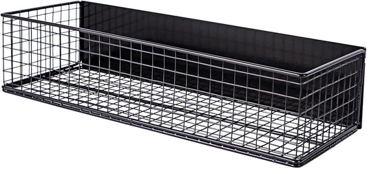 Magnetic Basket, Magnetic Shelf for Fridge,Magnetic Spice Rack Wire Mesh Magnetic organizer Holder Accessories for Office Kitchen Classroom Storage, Black-High, 13.77" x 5.11" x3.26"