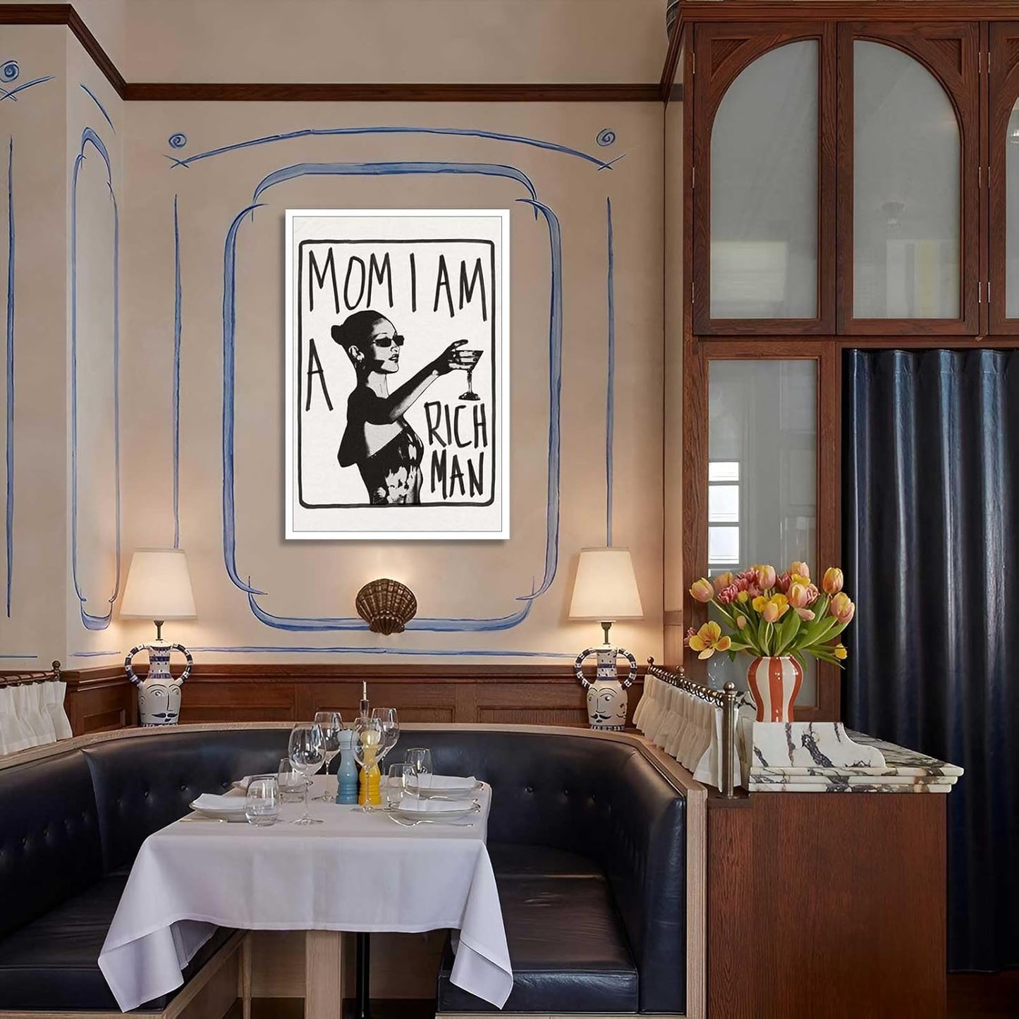 Liyark Mom I Am A Rich Man Aesthetic Retro Music Goblet Poster Feminist canvas Wall Art Vintage Bar Cart Wall Decor Preppy Dorm Decor Unique Wall Art prints painting 24x36in Unframed