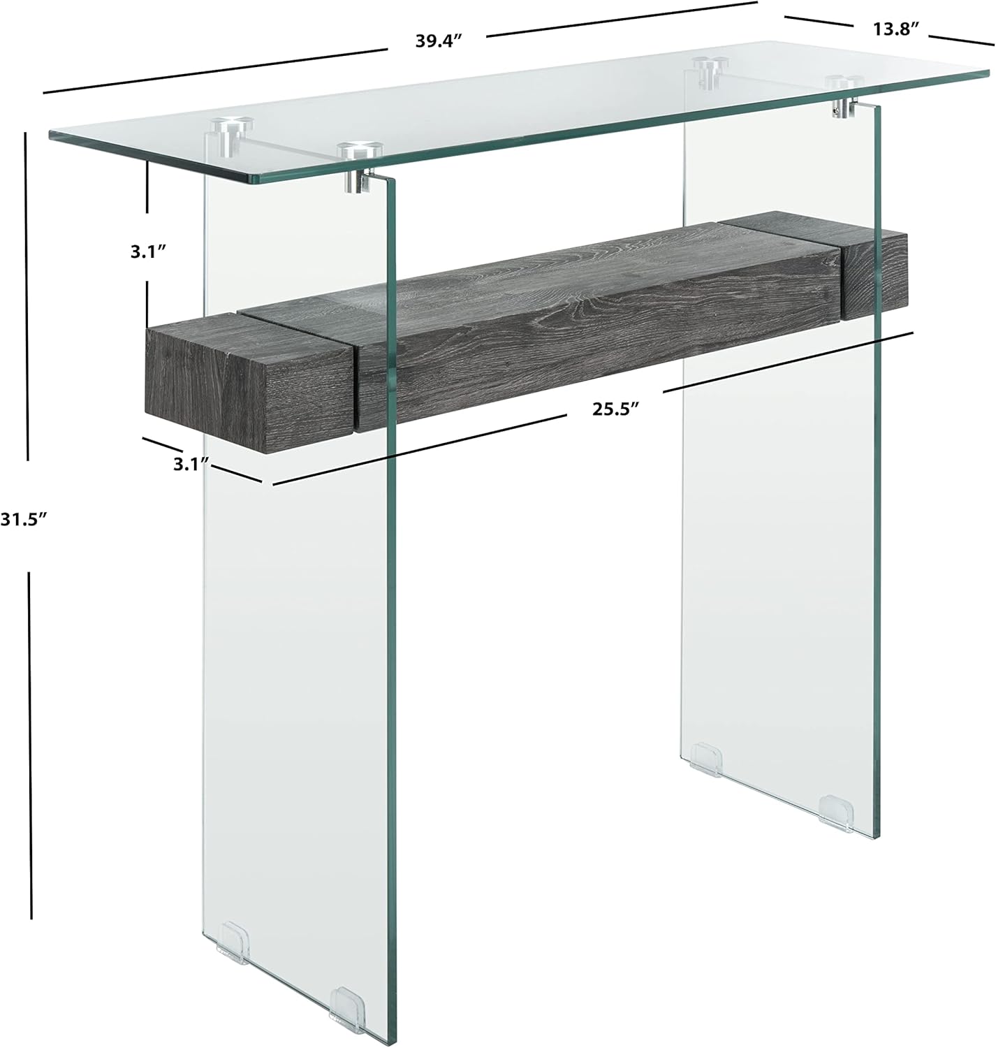Safavieh Home Kayley Glass and Black Oak Console Table