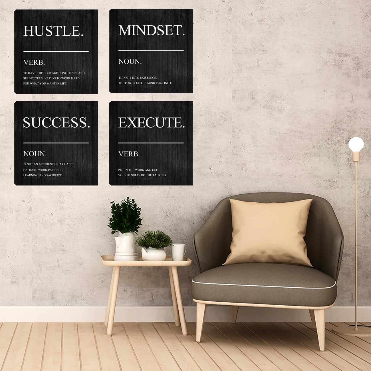 Motivational Wall Decor Canvas Framed Wall Art,Inspirational Office Quotes Canvas Home Decorations Wall Decor Artwork,Positive Quote Words Poster Wall Art for Company Living Room Bedroom 12”X12”X4