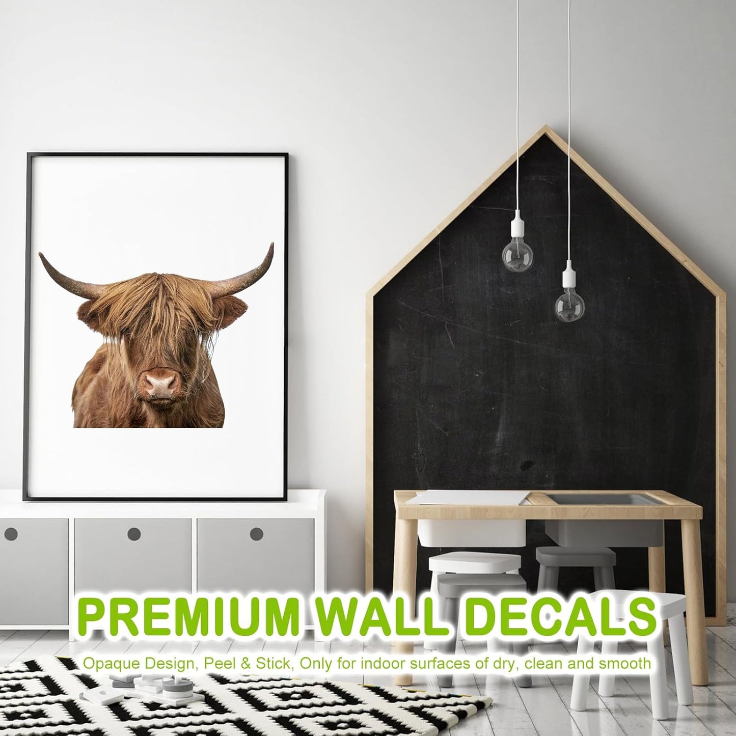 Highland Cow Wall Window Stickers Decor Scottish Cow Wall Decals Peel and Stick Funny Cow Wall Stickers Removable Cool Cow Farmhouse Kitchen Decoration Weird Gifts for Fiends Christmas