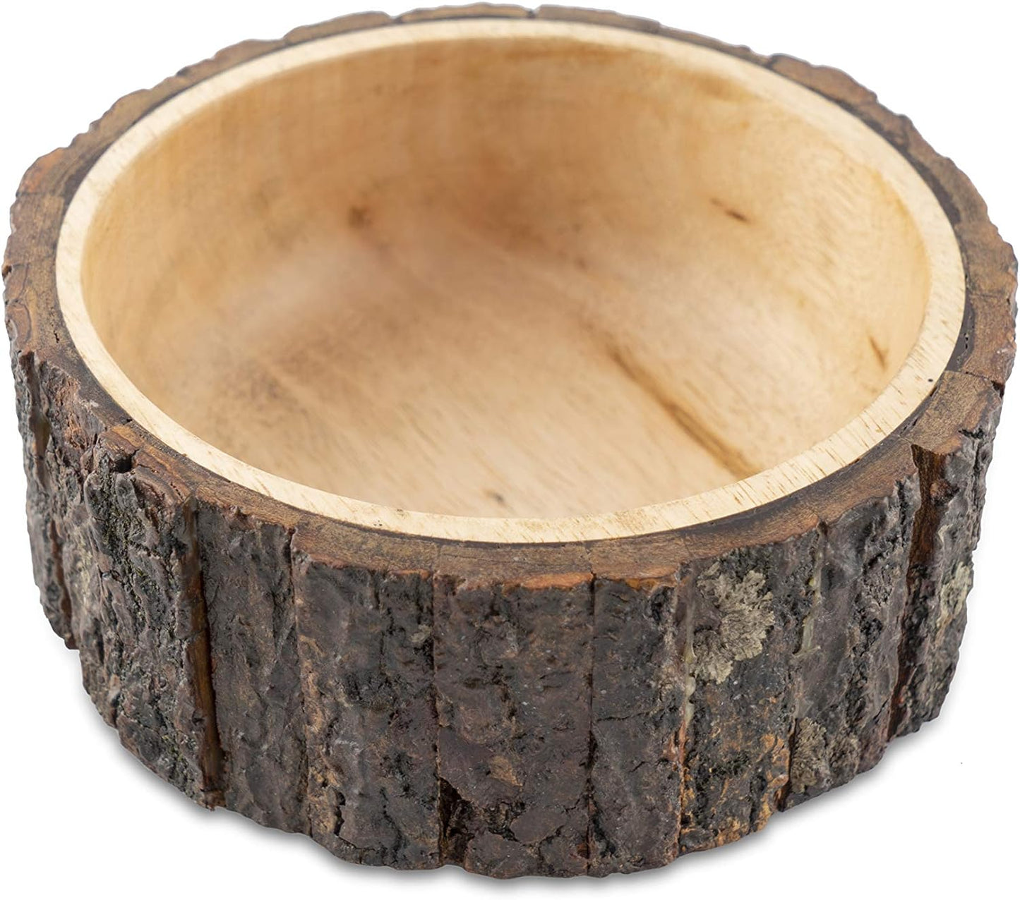 GoCraft Wood Potpourri Bowl with Tree Bark, Small, 6" Diameter x 3" Height, Wooden Decorative Bowl