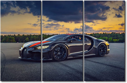 TUMOVO Sports Car Wall Art Decor Painting on Canvas - Speed Racing Pictures for Home Walls - Super Office Art Framed Modern Artwork for Living Room, Men Boys Bedroom, 42" Wx28 H