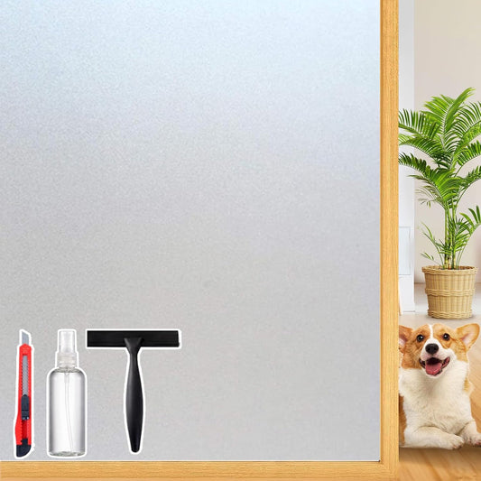 Frosted Glass Window Privacy Film Decorative with Tools, 2 Way Frosting Privacy Film for Home, Static Cling Tint for Home Anti-UV, Covering Clings 35.4" by 78.74"