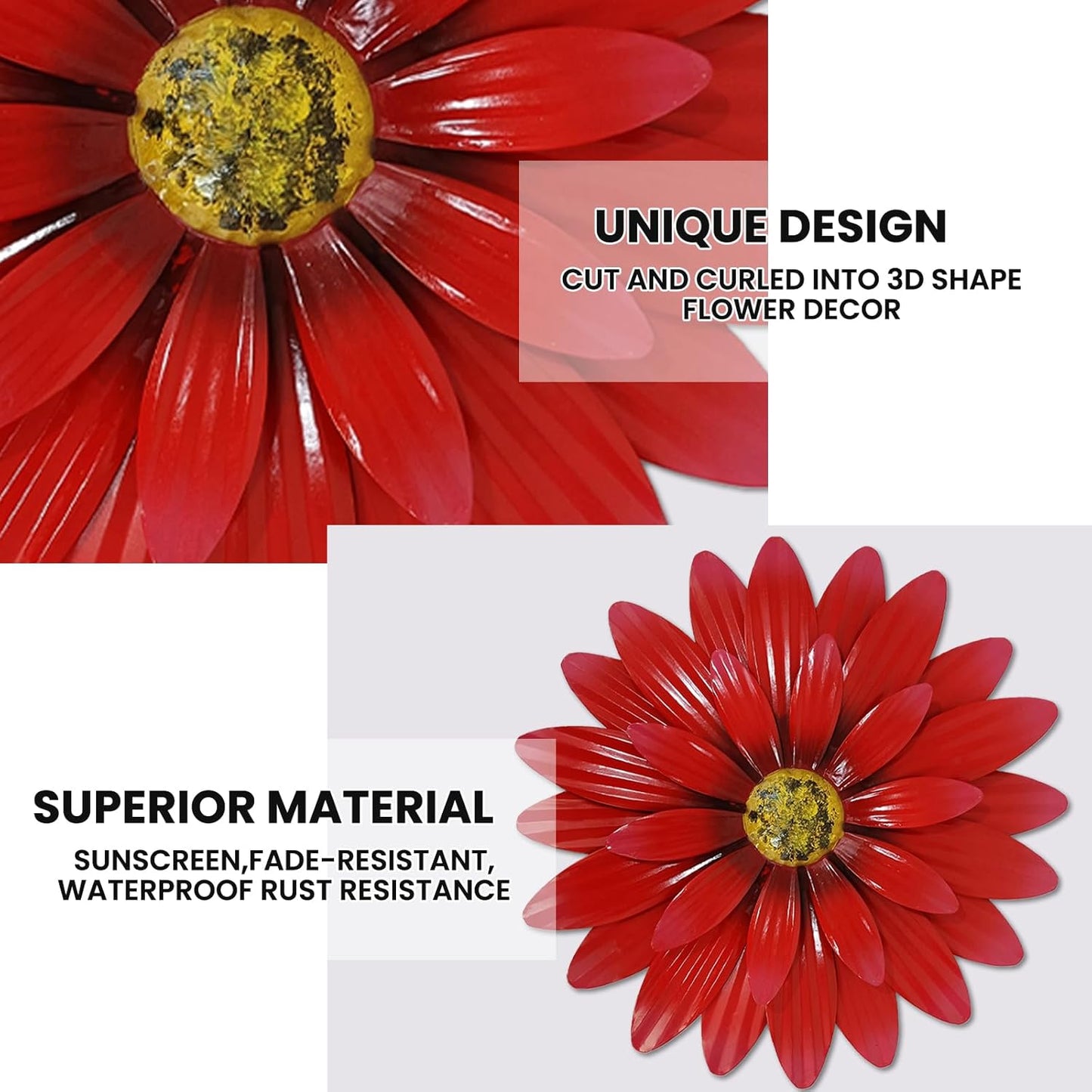 Metal Flowers Outdoor Decor 13" Metal Sunflower Wall Art Decorations Sunflower Wall Decor for Kitchen Living Room Porch Garden Yard