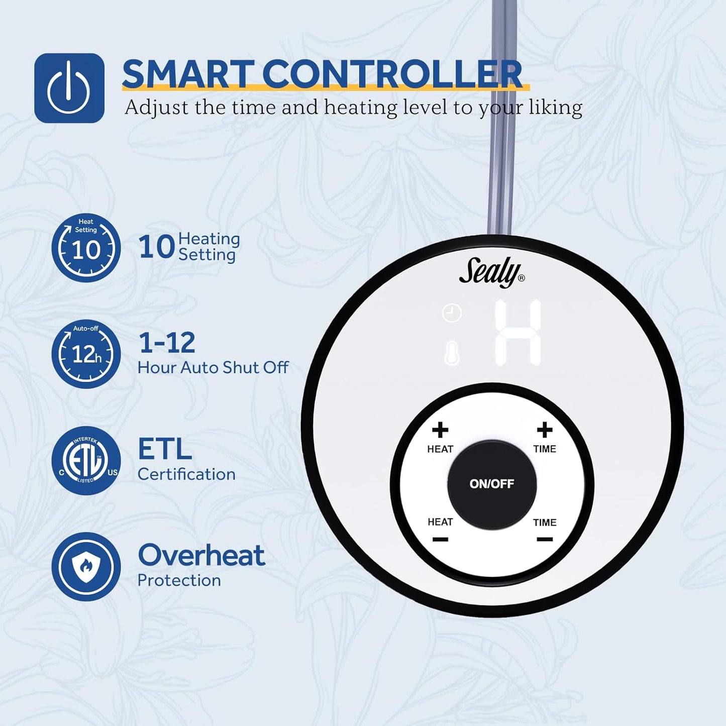 Sealy Electric Blanket Twin Size 62"*84",Super Cozy Flannel to Sherpa Reversible Heated Twin Blanket with 10 Heating Levels & 1-12 Hours Auto Off Overheating Protection Machine Washable, Beige