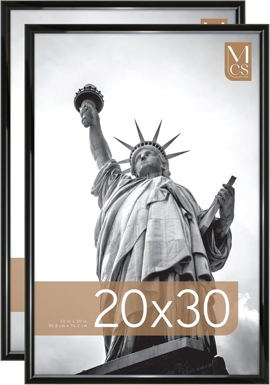 MCS Trendsetter 20x30 Poster Frame Black High-Gloss, Vertical & Horizontal Wall Hanging Large Picture Frame for Photos, Posters & Art Prints (2-Pack)