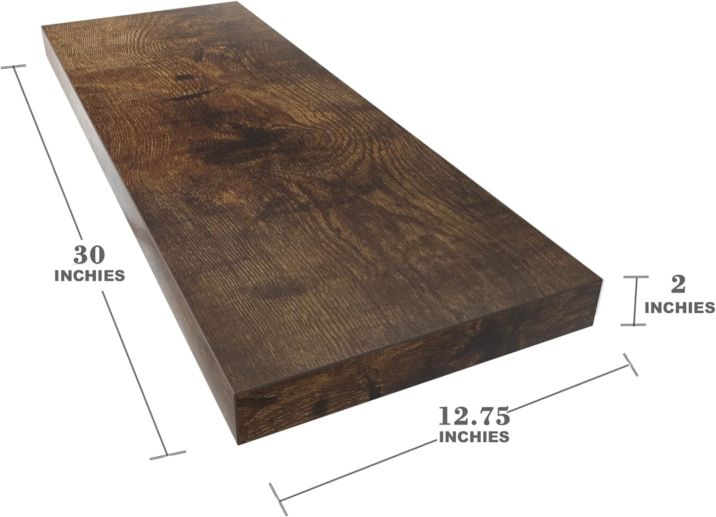 Large Floating Shelves for Wall Set of 2 Wooden Wall Shelves 30 in x 12.75 in x 2 in Room Decor Long Shelf with Invisible Wall Mount Bracket for Bedroom Kitchen Living Room Rustic Brown