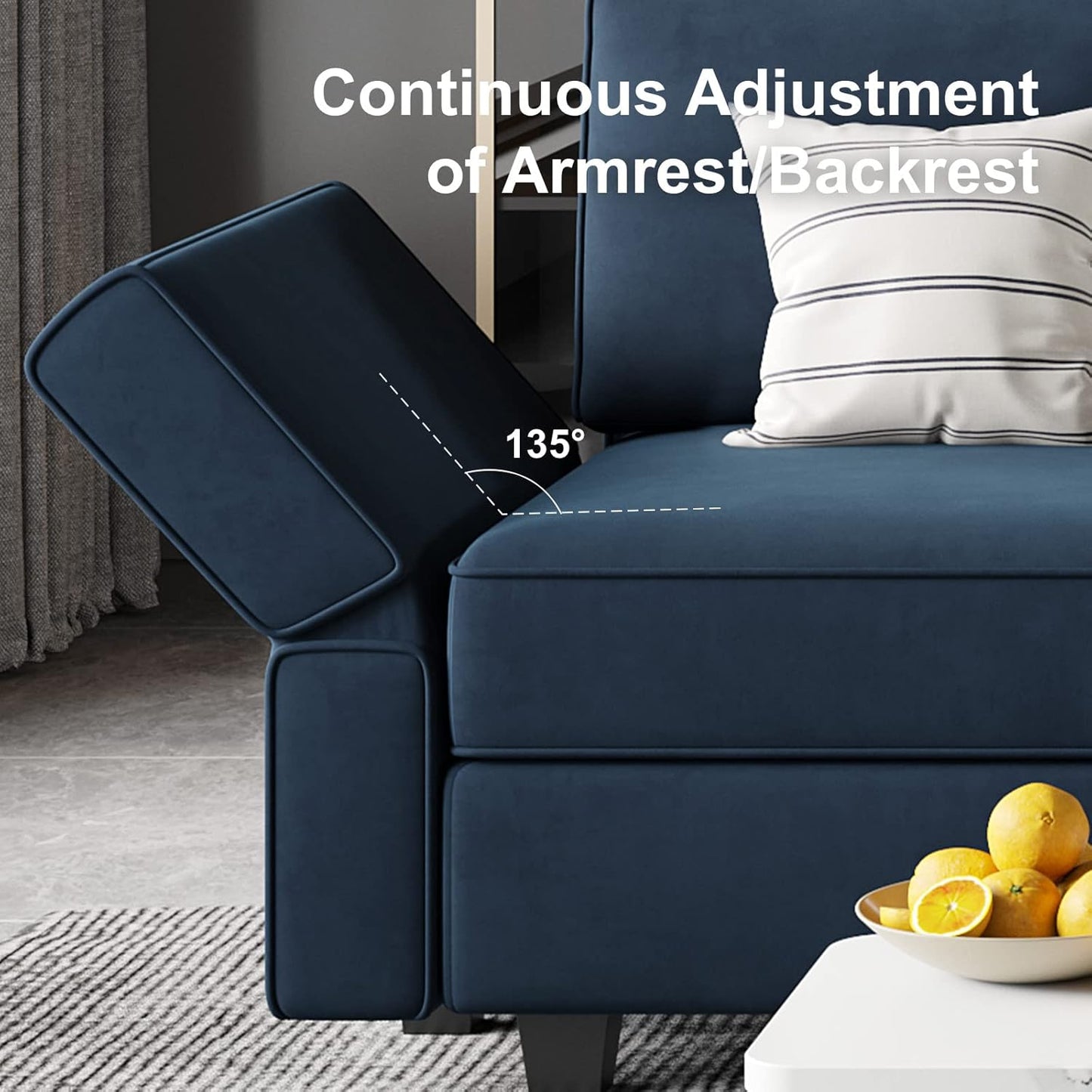 Belffin Modular Sectional Sofa with Reversible Chaise L Shaped Couch with Ottoman Modular Sofa Couch with Storage Blue