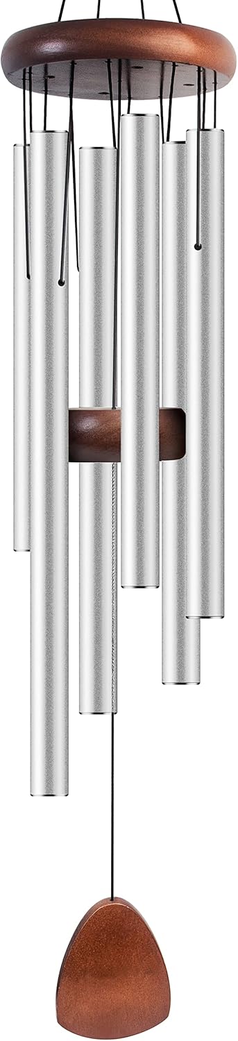 Large Aluminium Wind Chimes 37 Inches to Create a Zen Atmosphere Suitable for Outdoor, Garden, Patio Decoration. Classic Wind Chimes with Wind Catcher Suitable as A Gift for Unisex(Silver)