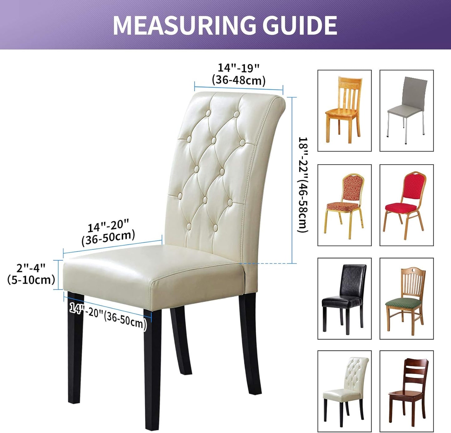 Joccun Chair Covers for Dining Room Set of 2, Dining Chair Slipcovers Stretch Dining Room Chair Covers Seat Protector,Washable Parsons Chair Cover for Home,Hotel,Banquet(Ivory,2 Pack)