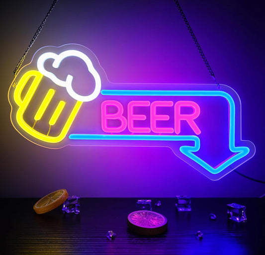 Beer Neon Signs Led Beer Neon Sign for Wall Decor Dimmable Bar Led Sign Neon Sign for Man Cave Bedroom Home Bar Shop Pub Bistro Party Game Room Decor Gifts