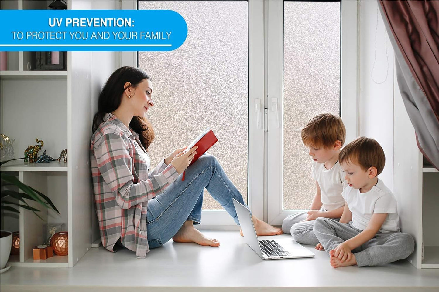 Privacy Window Film: Translucent Static Cling Treatment for Home Security and Decorative Frosted Glass Effect - No Residue, Heat Control, UV Prevention, Easy Removal (Winter Frost, 42 x 72 inches)