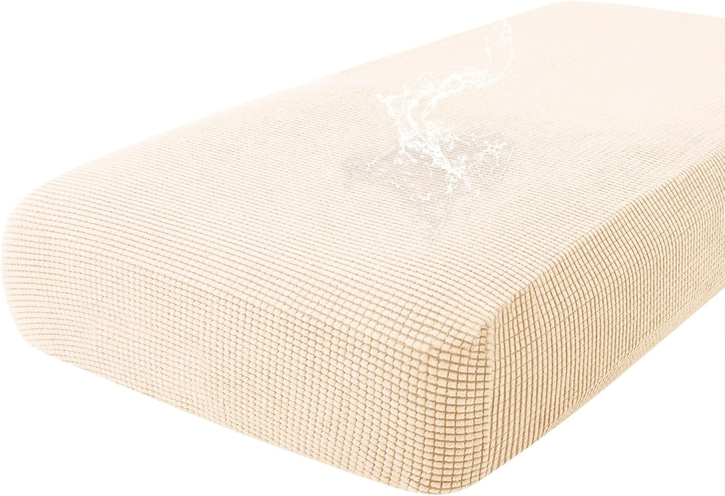 hyha Waterproof Couch Cushion Covers for Pets, Non Slip Sofa Seat Cover for Dogs Washable, Soft Thick Stretch Jacquard Fabric, Sofa Slipcovers with Elastic Bottom (1 Piece for Large, Beige)