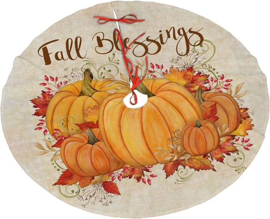 Christmas Tree Skirt,Fall Blessings Xmas Tree Skirt Rustic Farmhouse Tree Skirt for Christmas Decor Xmas Holiday Home Party Decorations36