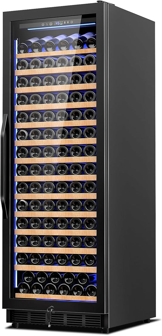 24 Inch Wine Cooler Refrigerator,179 Bottles Wine Fridge Large Capacity Professional Wine Cellars with Powerful Compressor,Quiet Operation and Elegant Design, Black