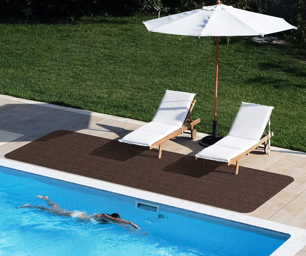 House, Home and More Indoor Outdoor Double-Ribbed Carpet Runner with Skid-Resistant Rubber Backing - Bittersweet Brown - 4 Feet x 10 Feet