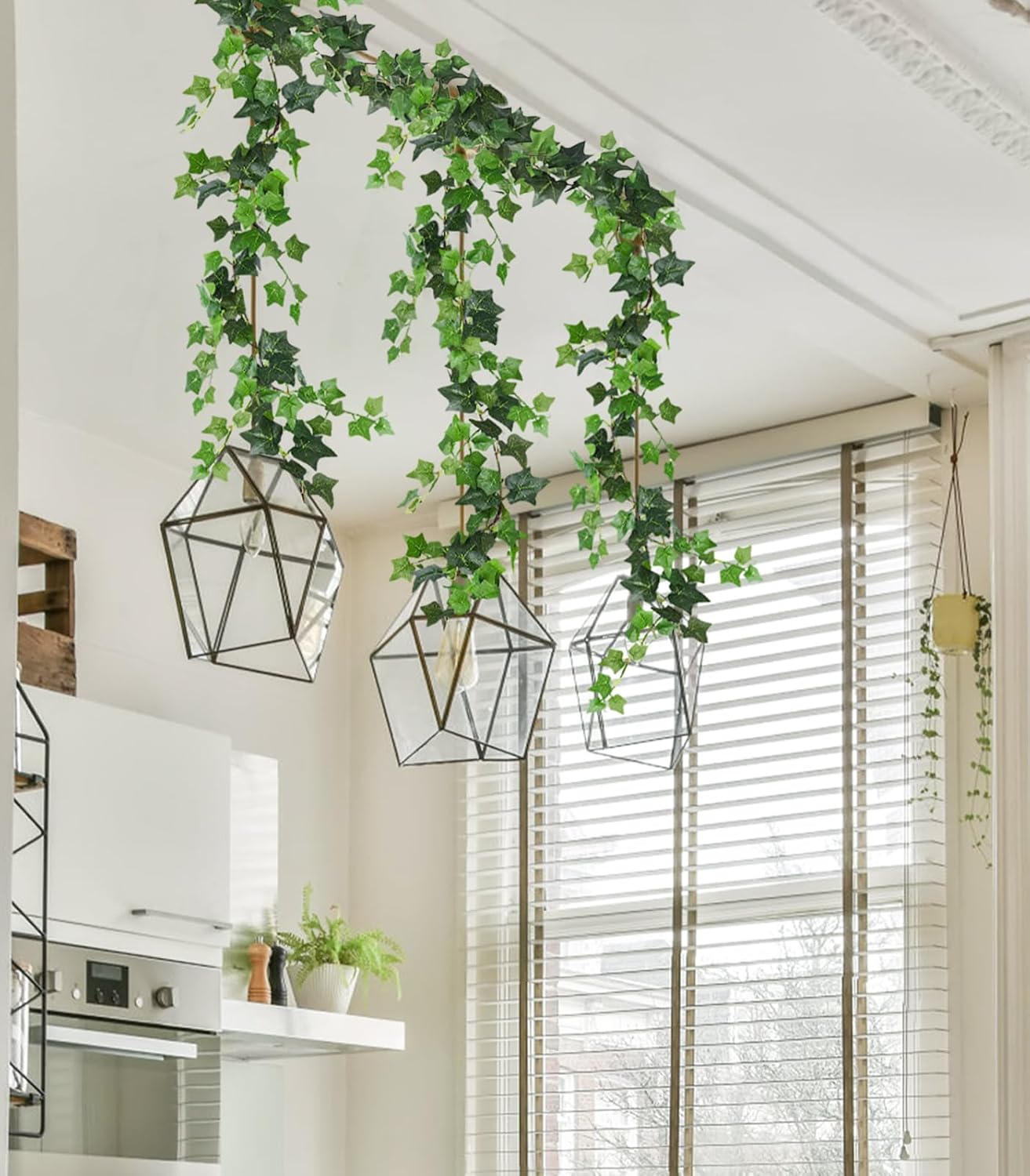 RECUTMS 6 Strands Artificial Vines Ivy Garland 6.4Ft Fake Vine with Silk Green Leaves Ivy Vines Faux Hanging Plants Greenery Decoration Vines for Home Wall Wedding Room Indoor Outdoor Decor(lvy)