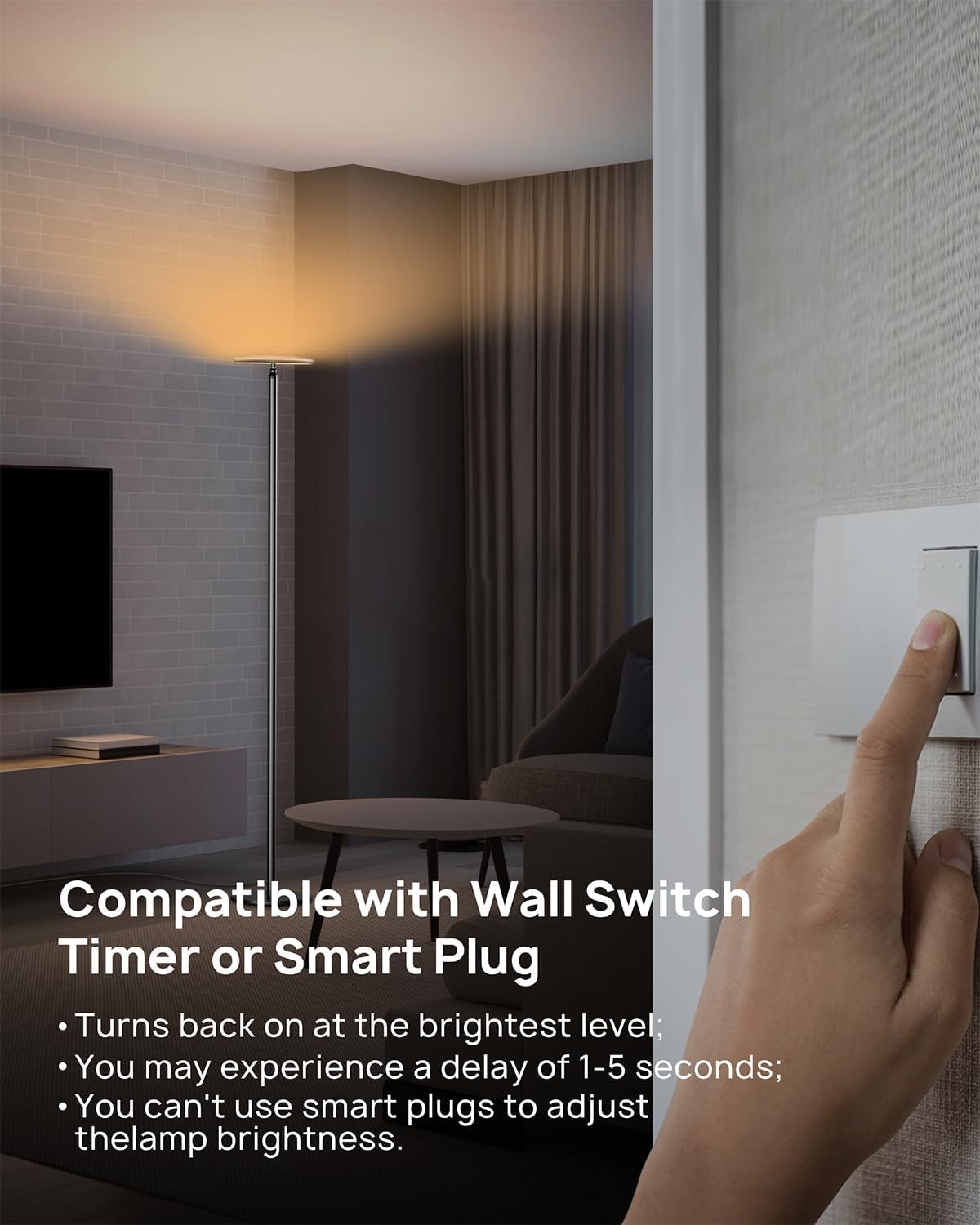 TROND Floor Lamp, 5000LM Super Bright Sky LED Modern Torchiere Standing Lamp, 3000K Warm White Light, 5-Level Dimmable, Modular 71 in Tall Pole Light, 30-Minute Timer for Living Room, Bed Room