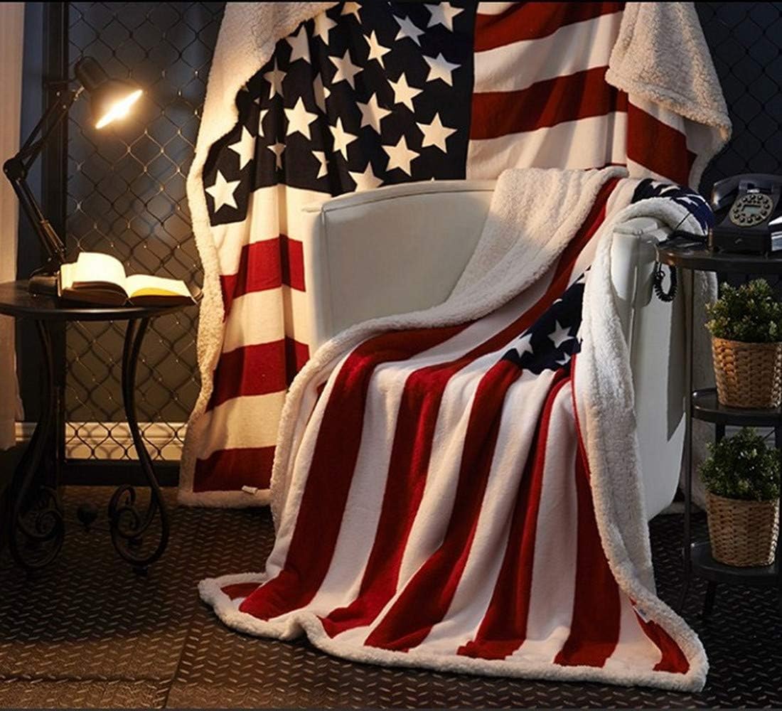 UKELER US Flag Patriotic Sherpa Throw Blanket 50''×60'', American National Flag Fleece Blanket for Bed/Couch/Sofa/Office/Camping, USA Military Veteran July 4th Gift