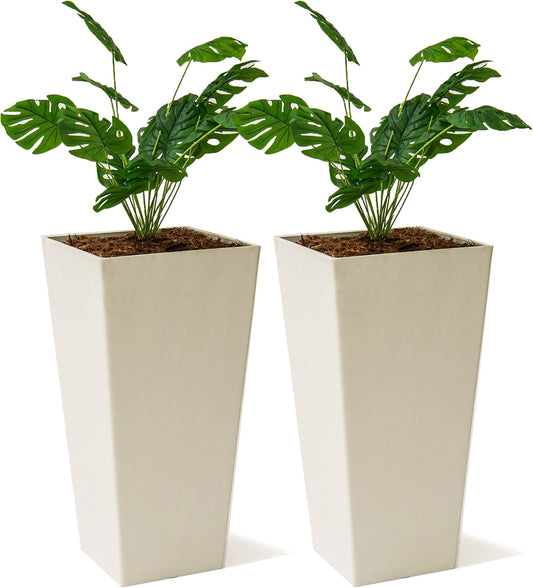 XBrand Modern 28-Inch Square Planter, Modern Tapered Planter Perfect for Indoor & Outdoor, Patio Décor, Set of 2