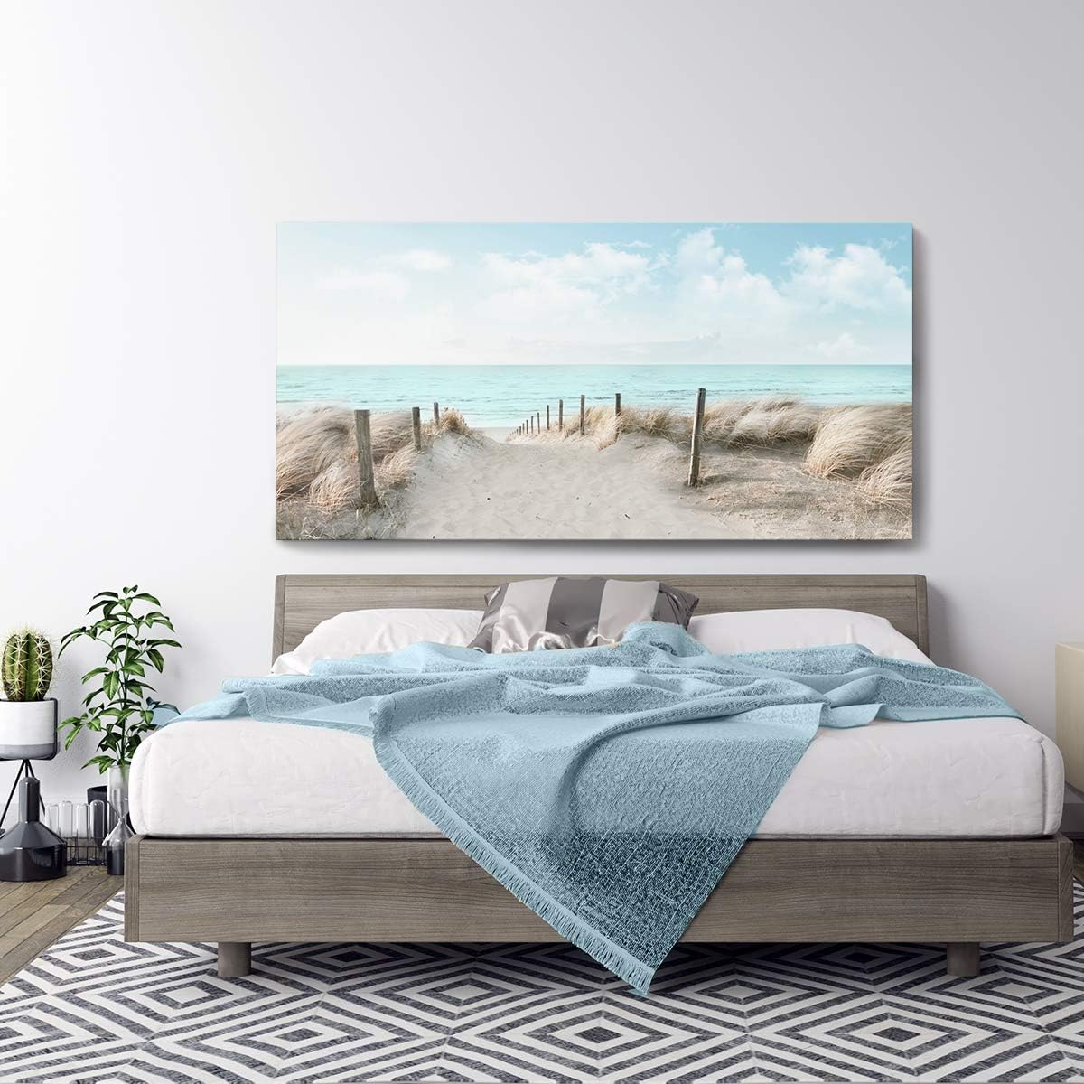 Large Canvas Wall Art Sky Beach Painting Picture Print on Canvas Framed Wall Art for Living Room Wall Decor for Bedroom Modern Coastal Landscape Room Decorations Artwork Size 60x30 Ready to Hang